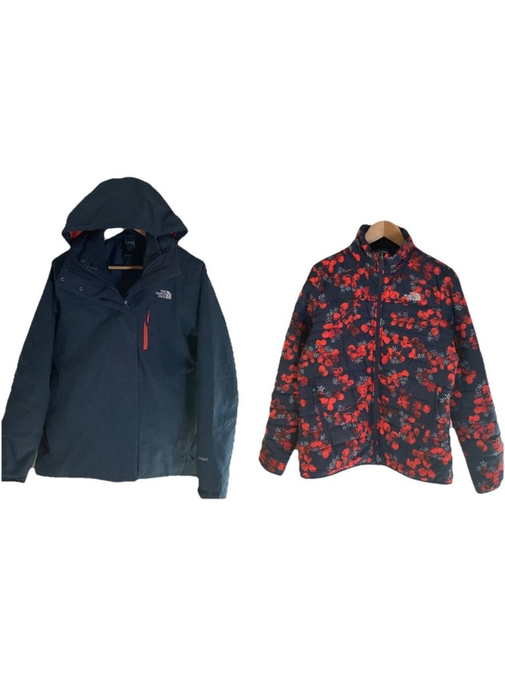The North Face Hyvent Women’s Jacket Two Piece Blue Red Size Medium Puffer Shell